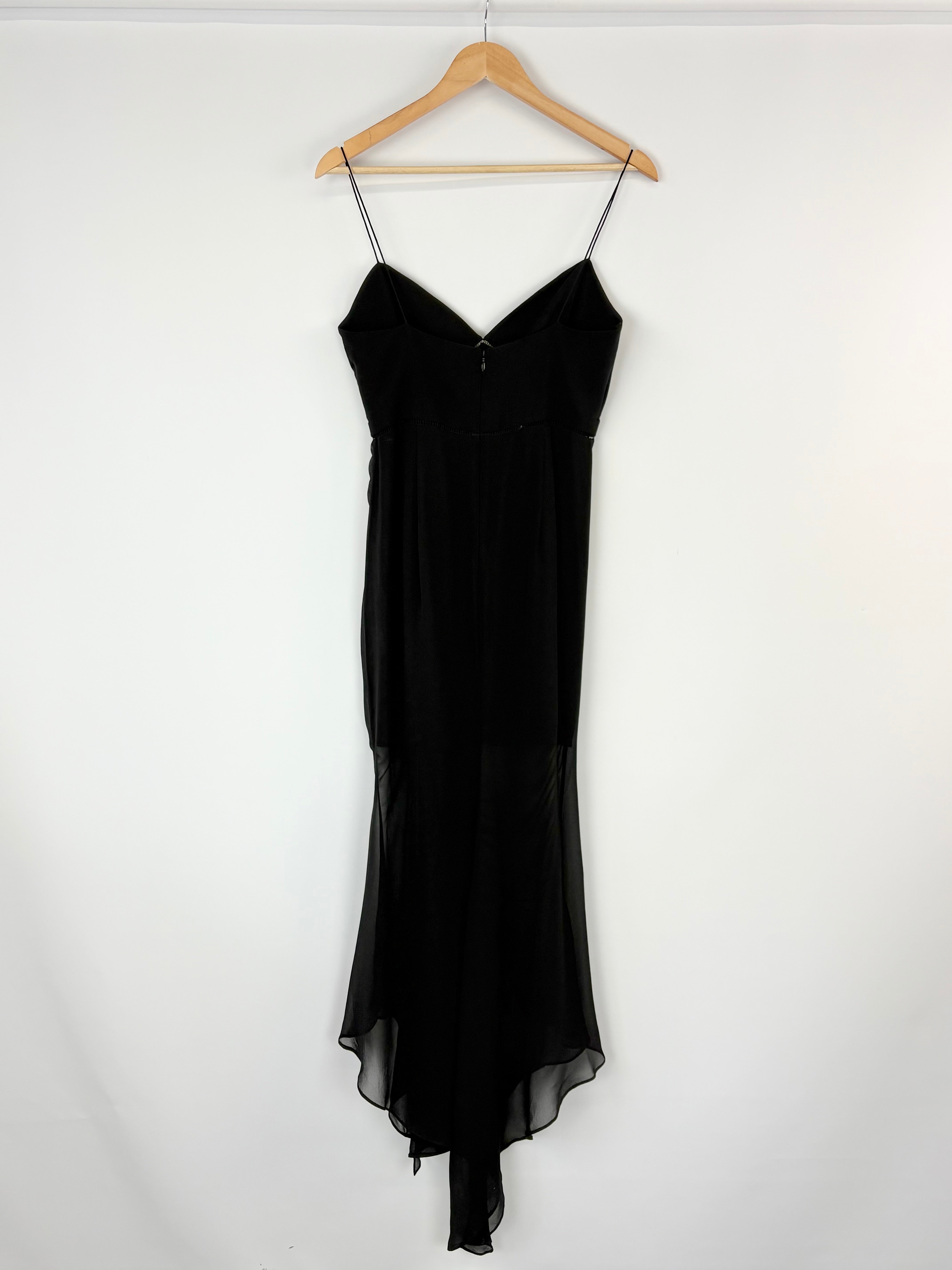 Nicholas Black Silk Ruched-Waist Strappy Gown - AU8