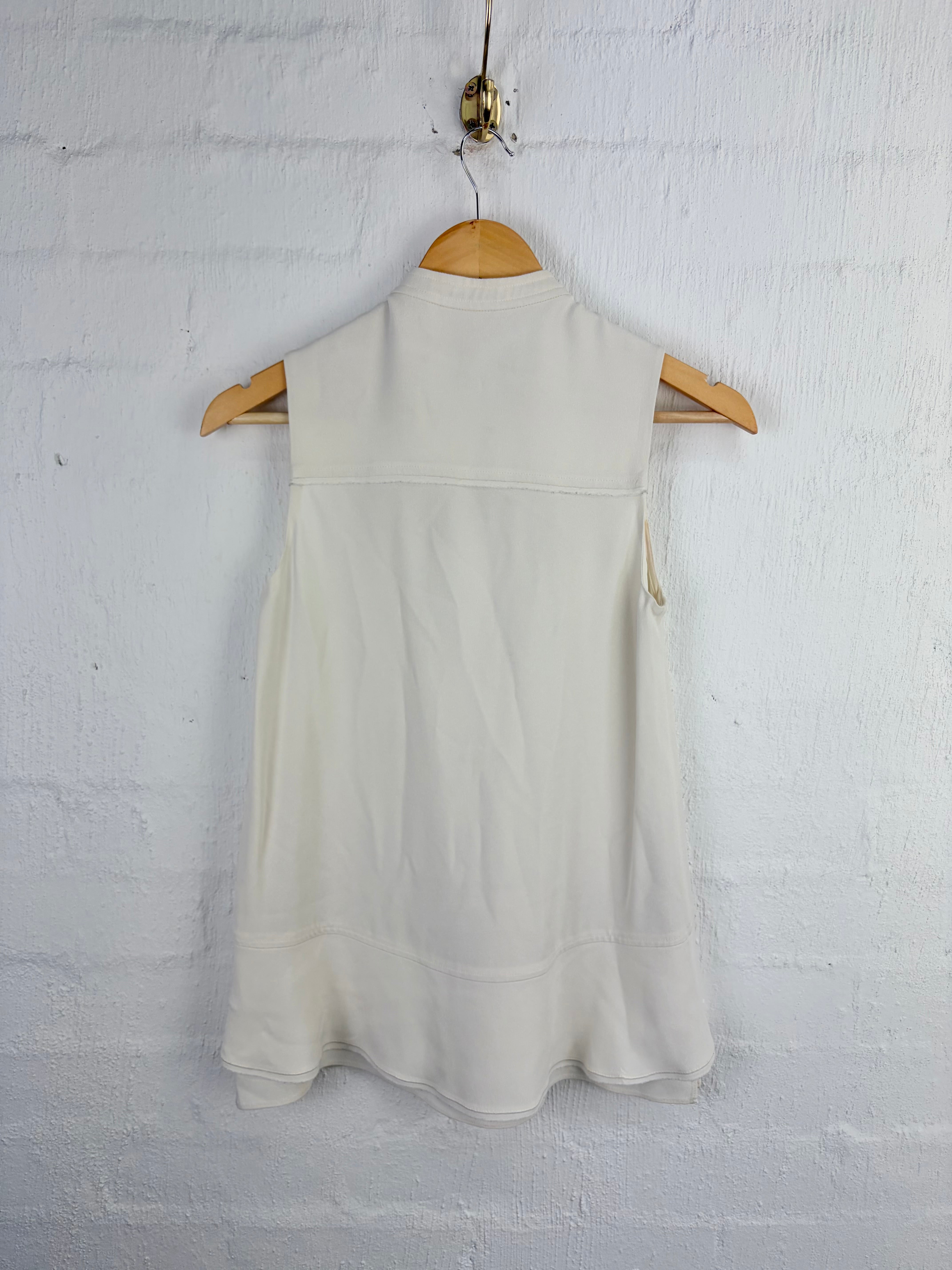 Proenza Schouler Sleeveless Cream V-Neck Blouse - AU8/10