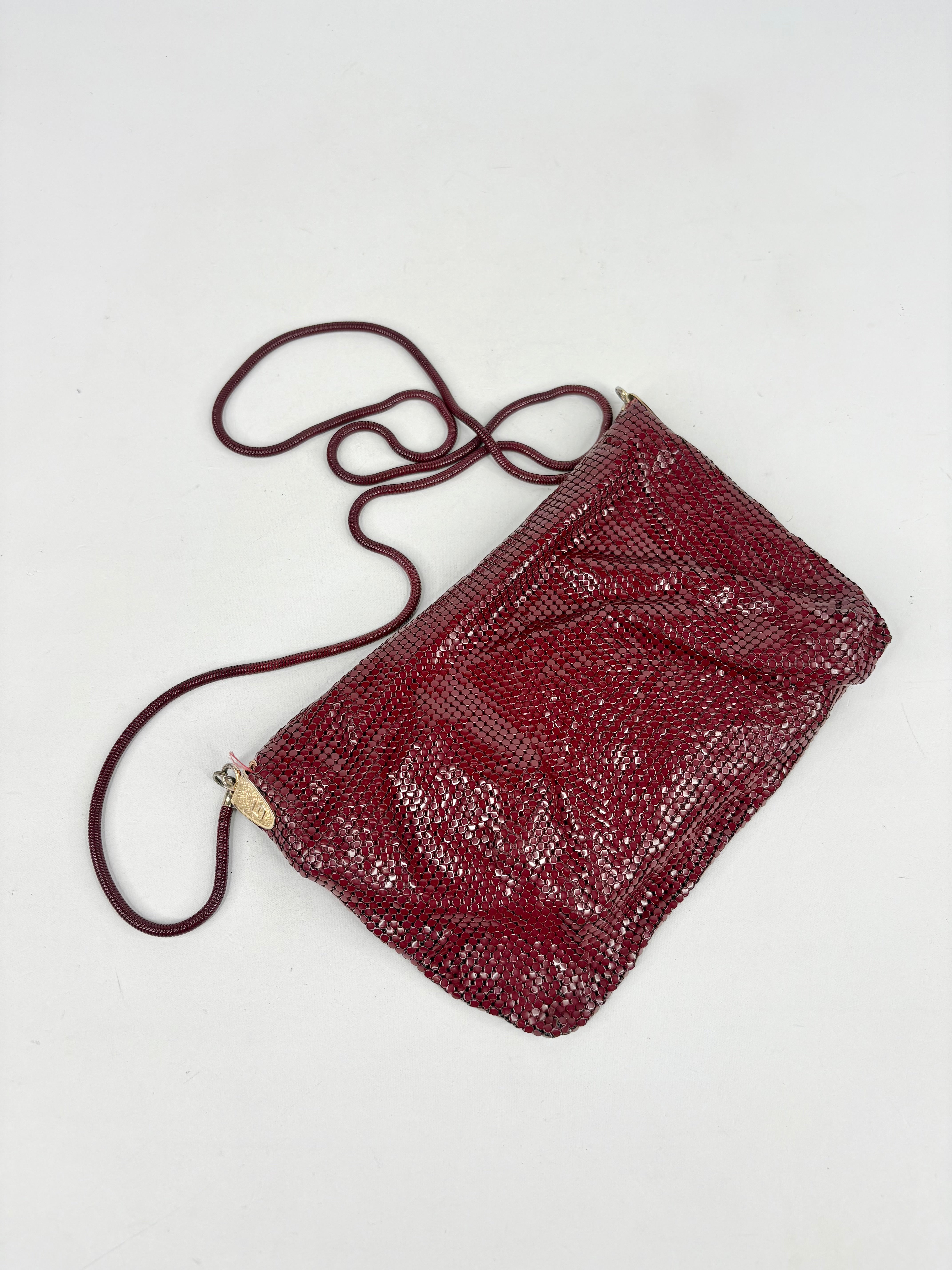 Vintage Glomesh Burgundy Envelope Shoulder Bag