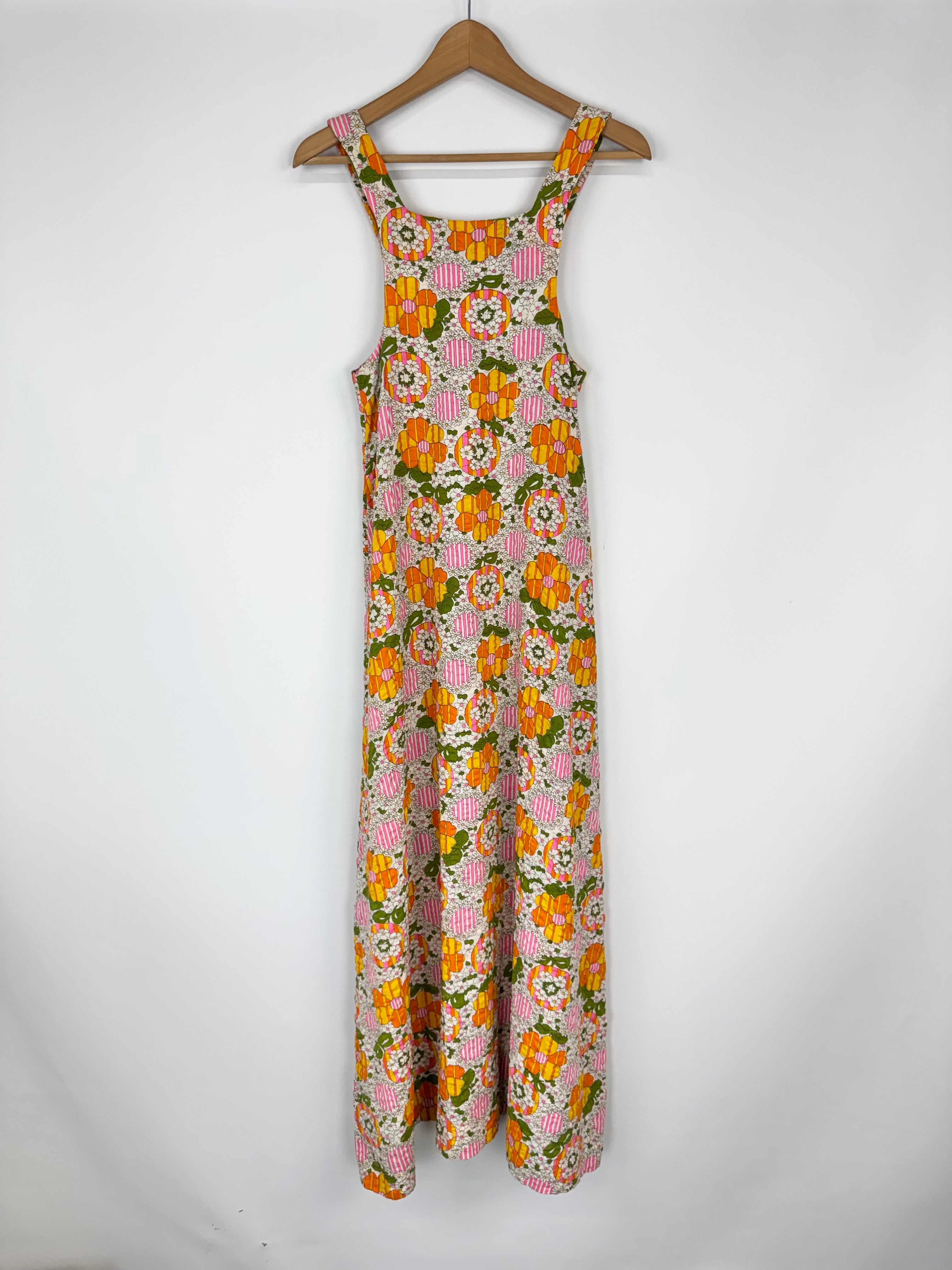 Vintage Miss Jones Retro Floral Statement Pinafore Style Dress - AU8