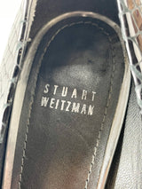 Stuart Weitzman Black Crystal Snakesierra Peep-Toe Pumps - EU40