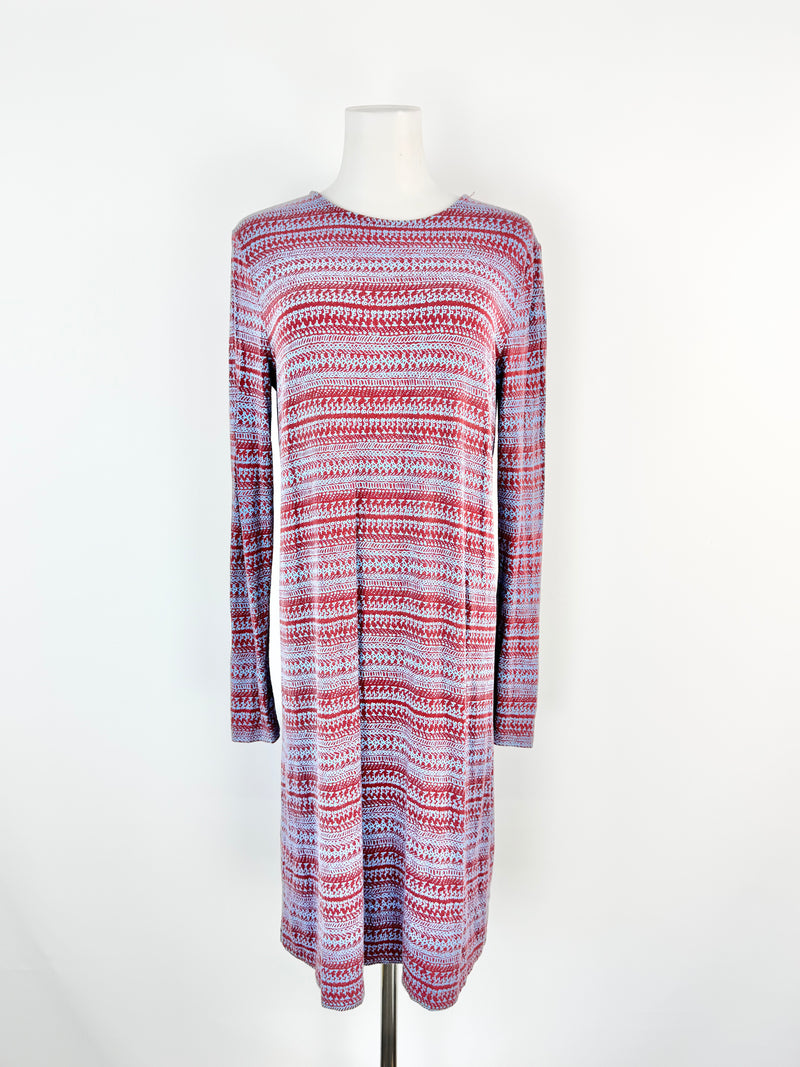 Marimekko 'Hauuhkatti Tattari Blue & Red Tunic Dress - AU10