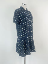 Stefanel Navy Blue & White Patterned Shift Dress - AU8/10