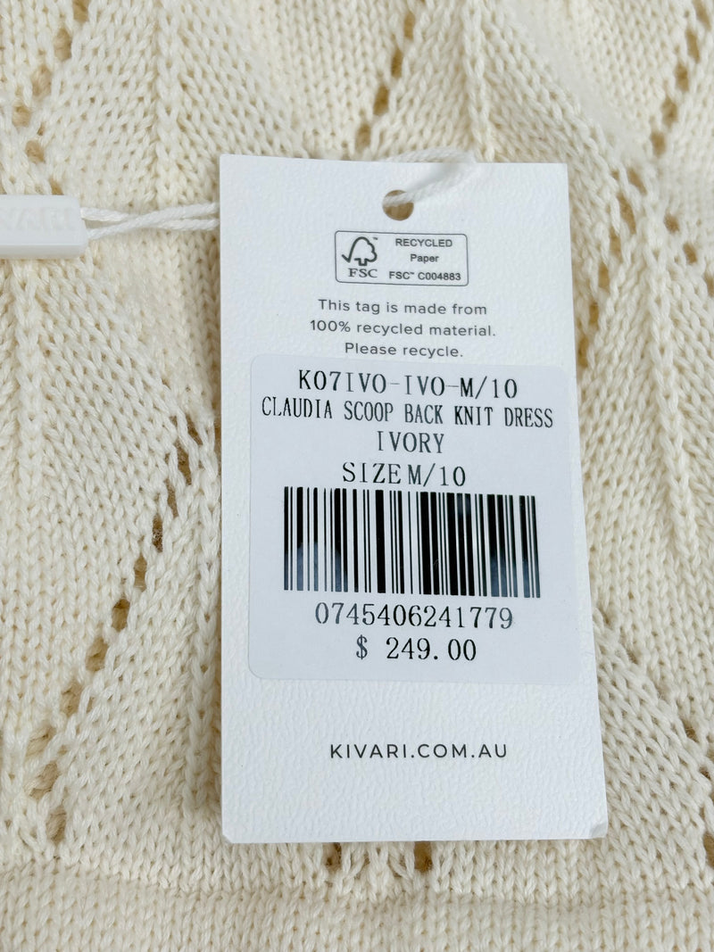 Kivari Ivory 'Claudia' Scoop Back Knit Dress - AU10