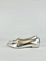 Sophia Webster Silver Butterfly Motif Pointed Toe Flats - EU37