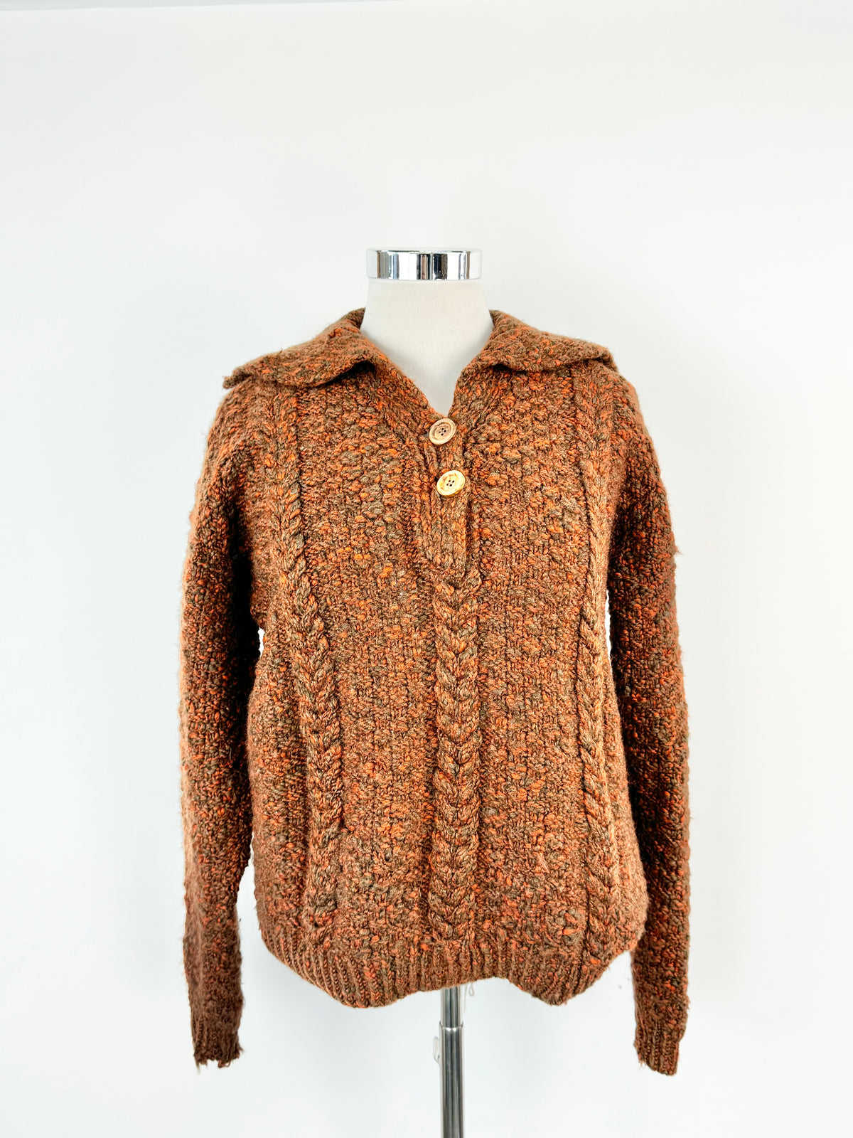 Vintage Autumn Orange Knitted Jumper - AU14