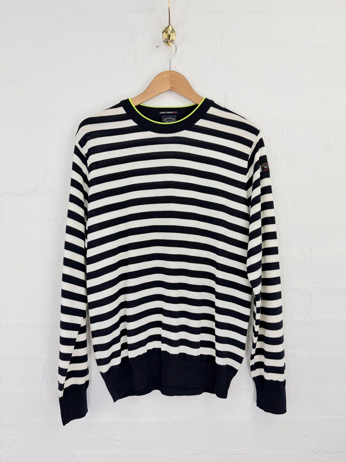 Paul & Shark Navy & White Rugby Stripe Fine Wool Sweater - L