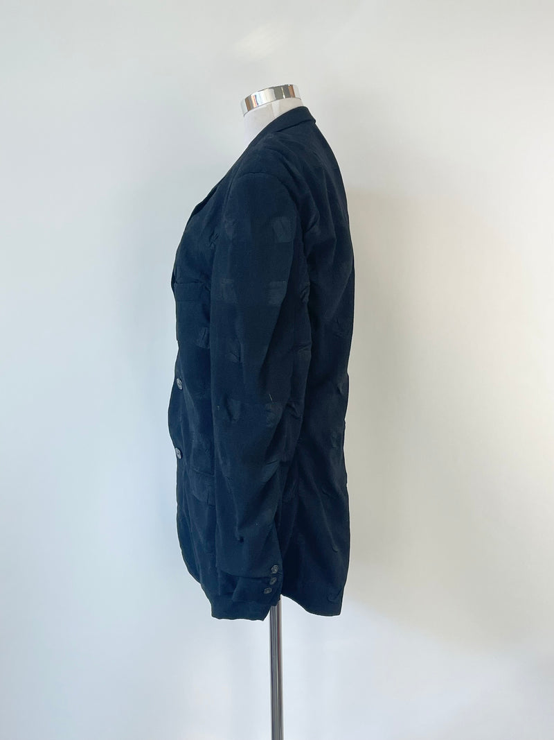 Issey Miyake Vintage 90s Black Crepe Wool-Blend Blazer - XL