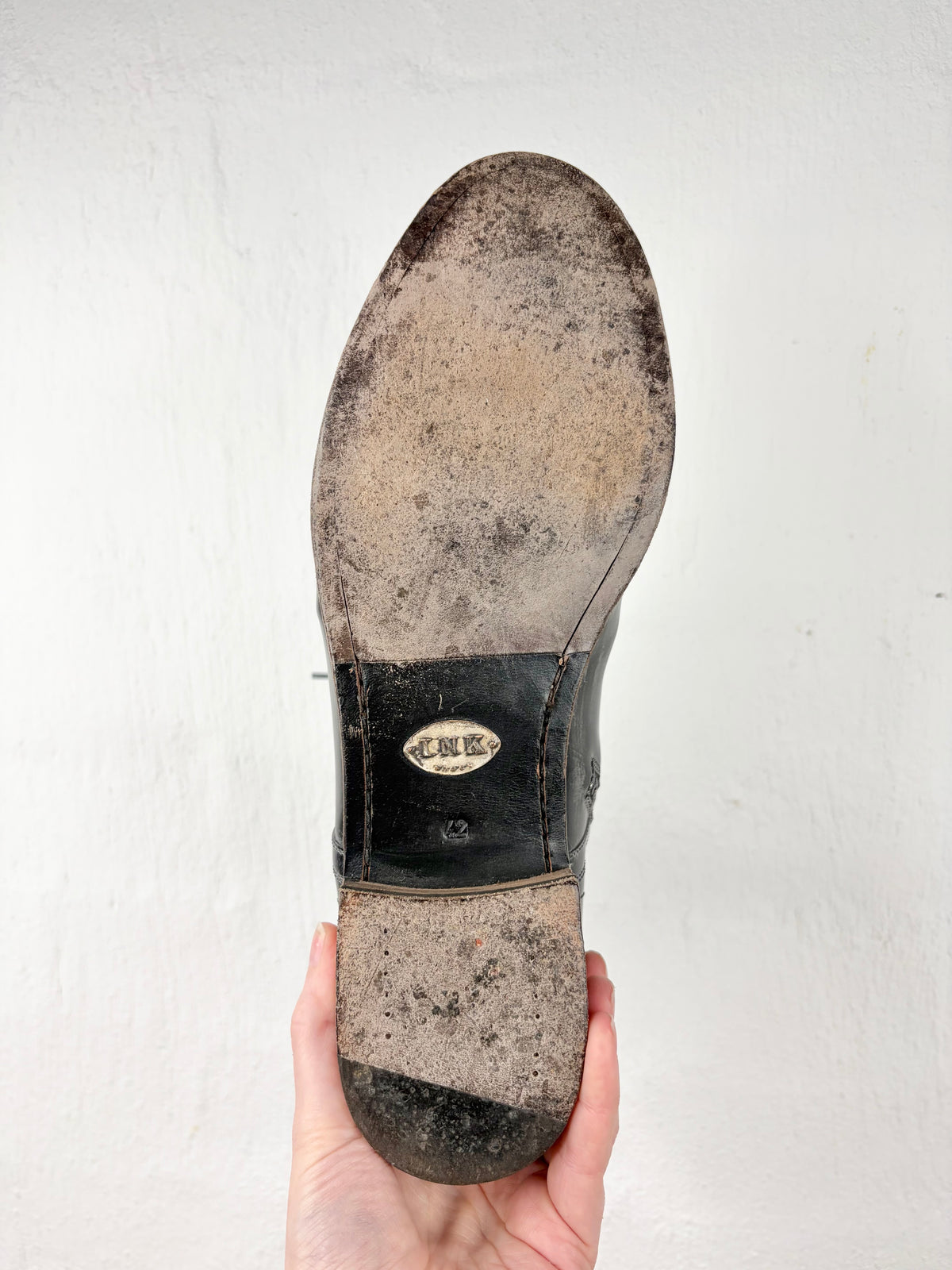 INK Black & Brushed Silver Brogue Detailed Lace Up Boots - EU42