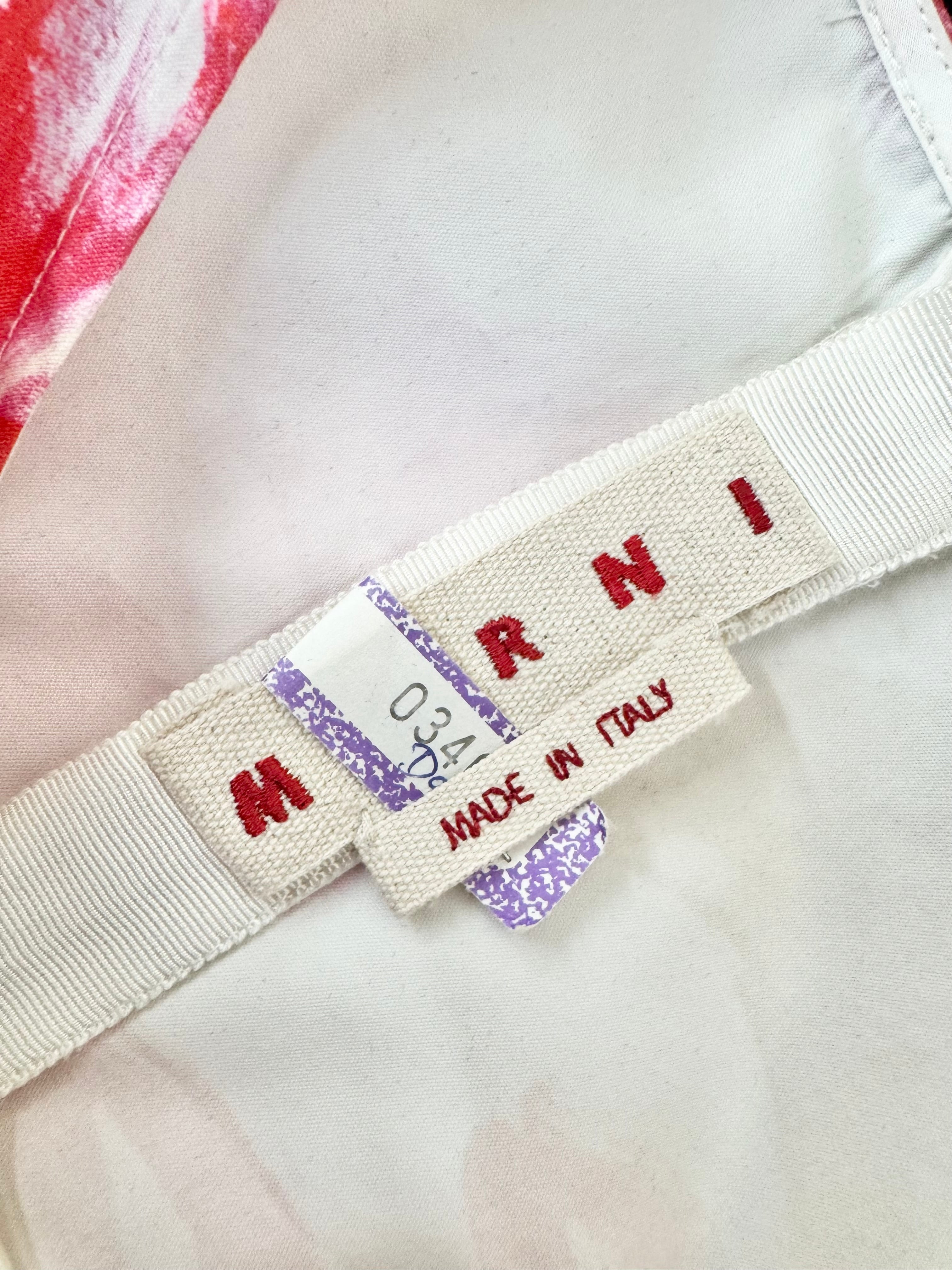 Marni Pink Brushstroke Floral Cotton & Silk Dress - AU10