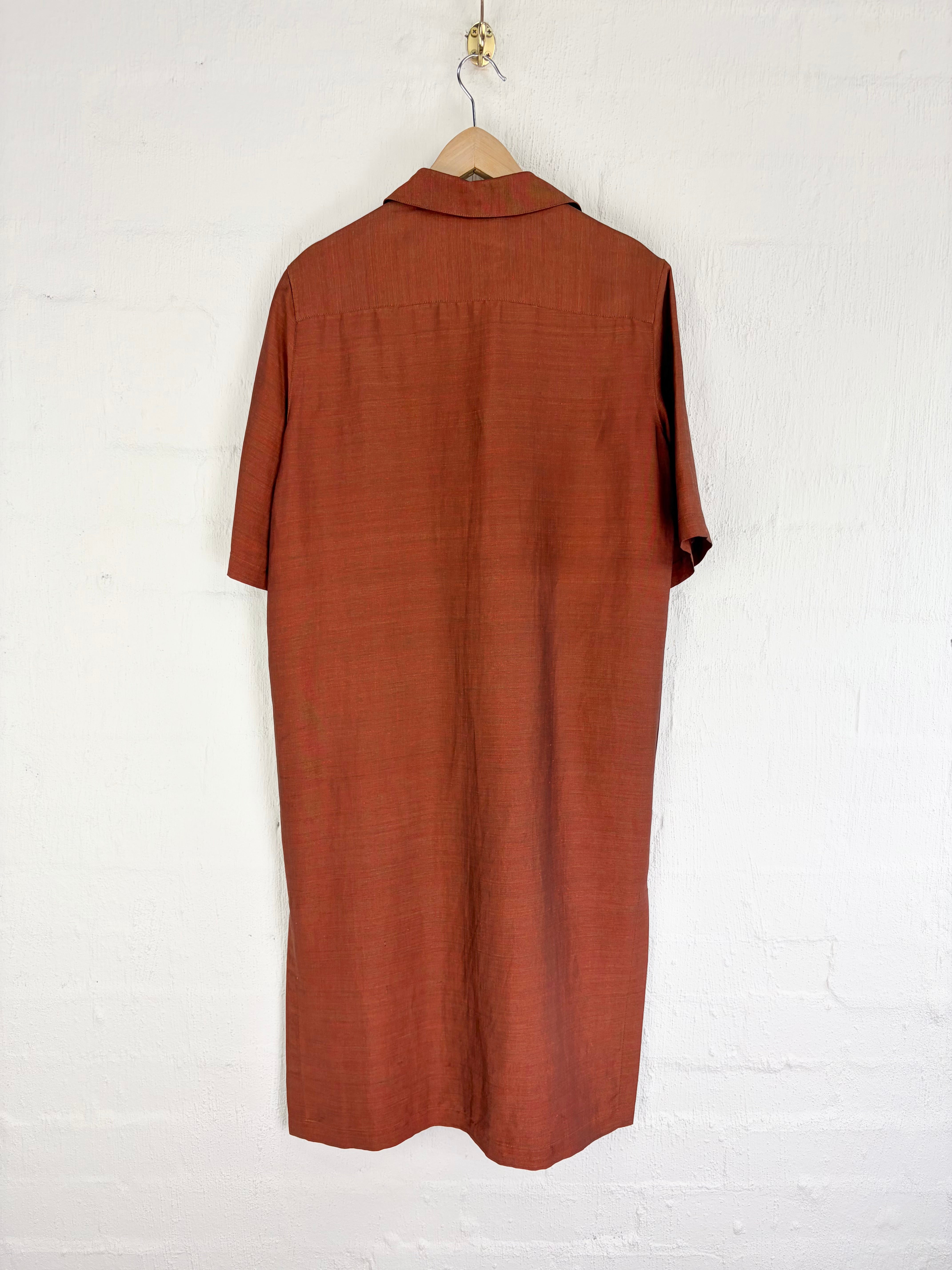 Vintage 80s Weekend by Max Mara Burnt Sienna Linen Blend Dress - AU12