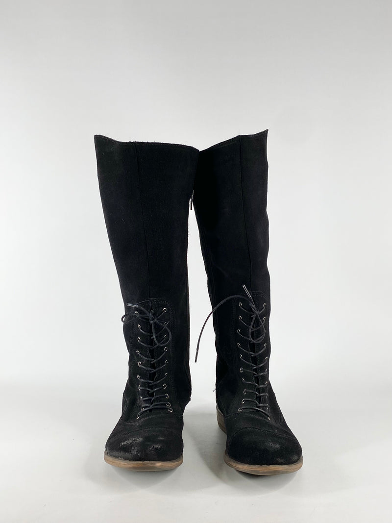 E.O.S Black 'Jodpur' Suede Knee High Boots - EU39