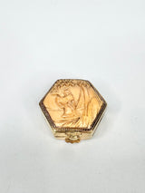 Vintage Hexagon Gilt & Bone Tin