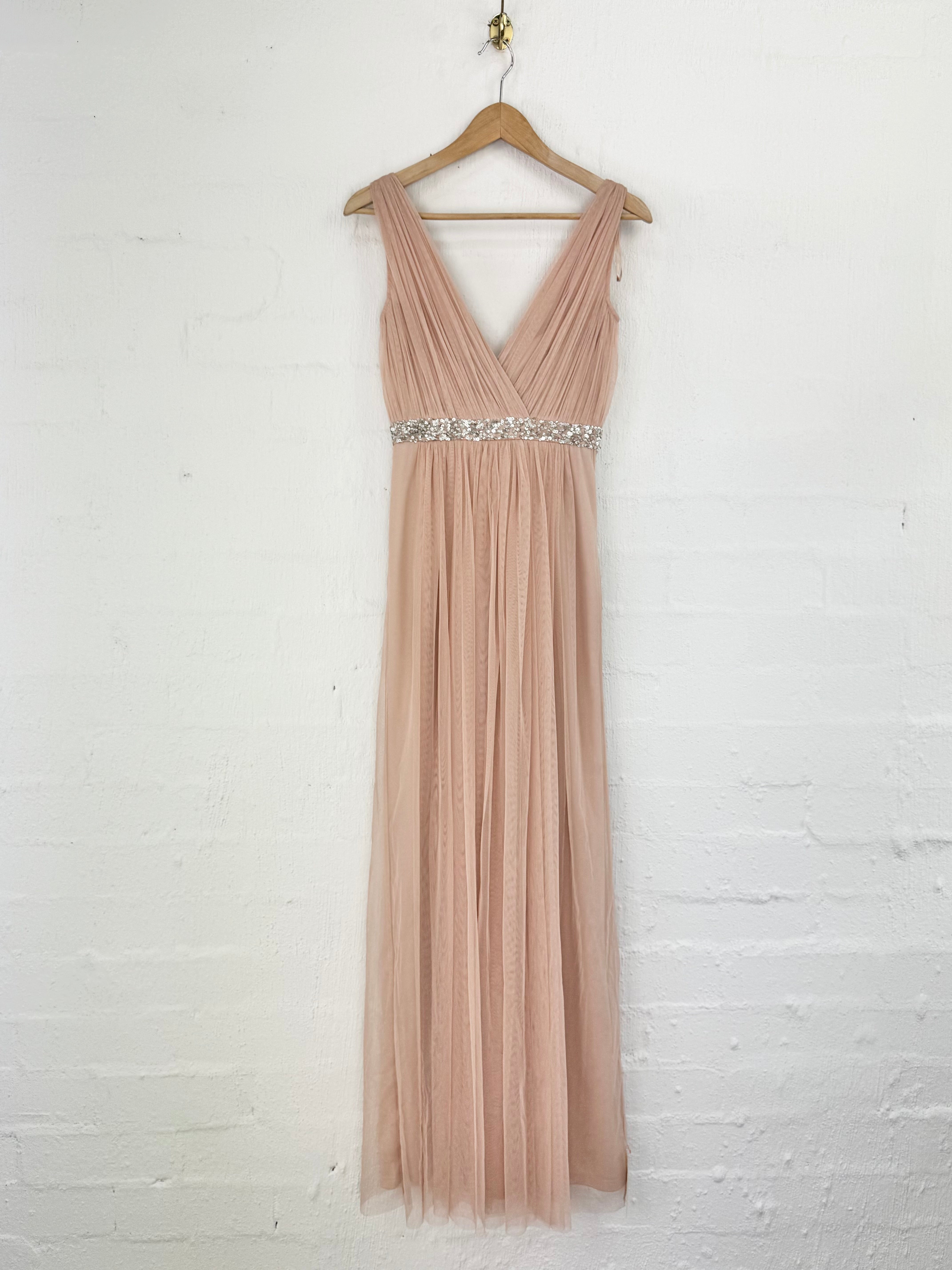 Monsoon Pastel Peach Bejewelled Gown - AU6