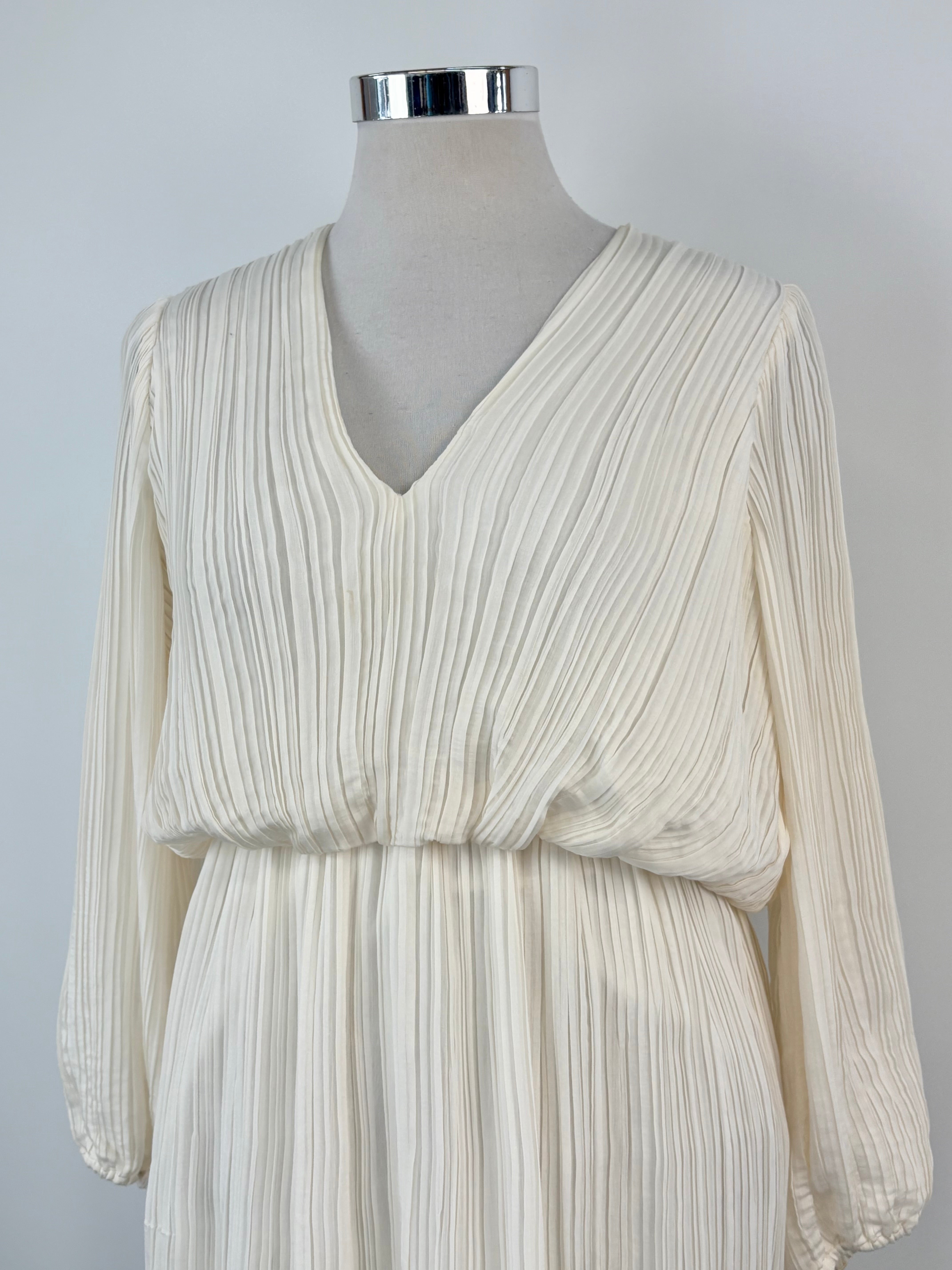 Zimmermann White Pleated 'Plisse' Midi Dress - AU12