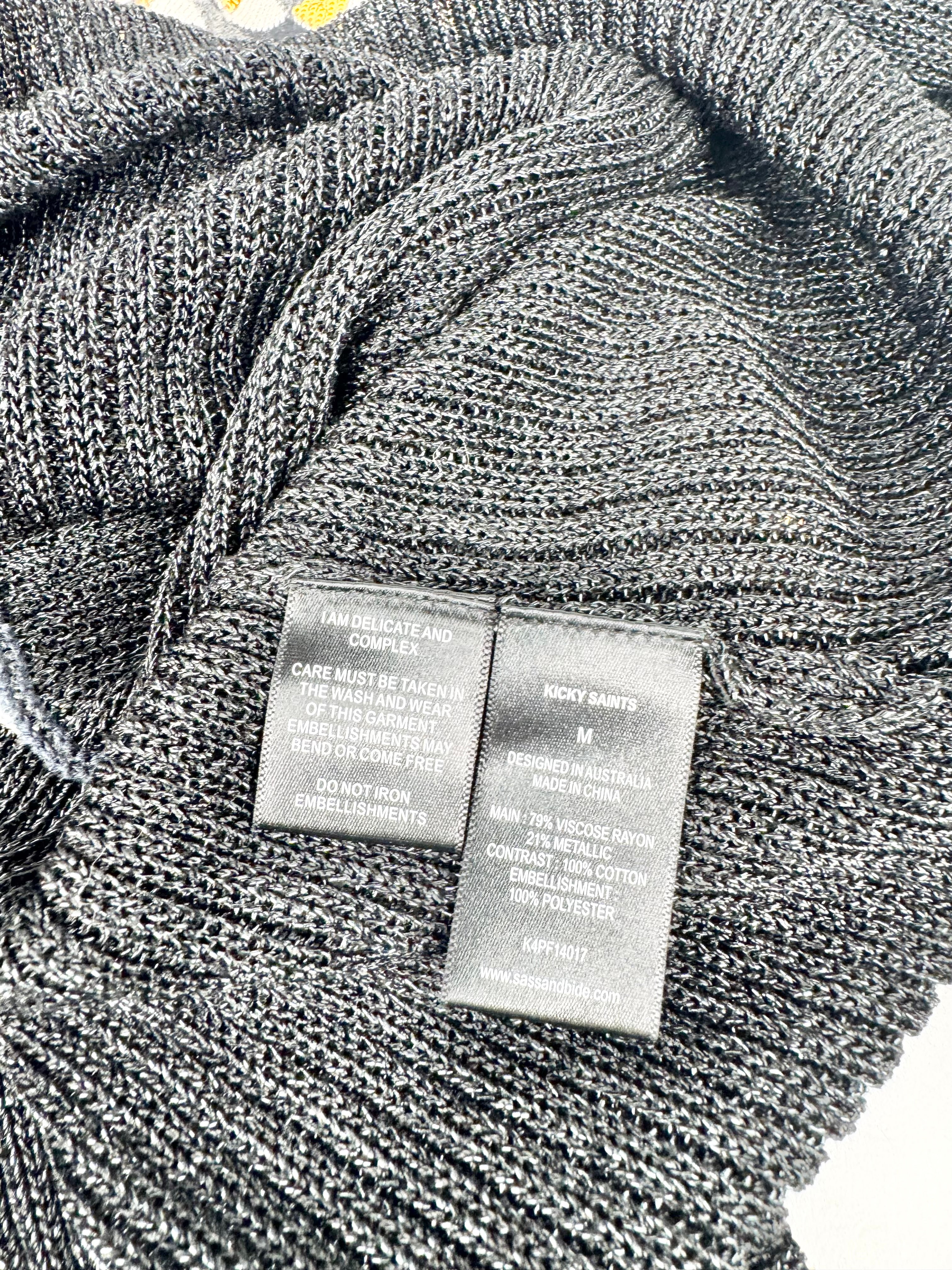 Sass & Bide 'Kicky Saints' Black, Grey & Cream Sequin Pattern Jumper - AU10/12