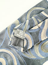 Dolce & Gabbana Blue Paisley Patterned Metallic Silk Tie