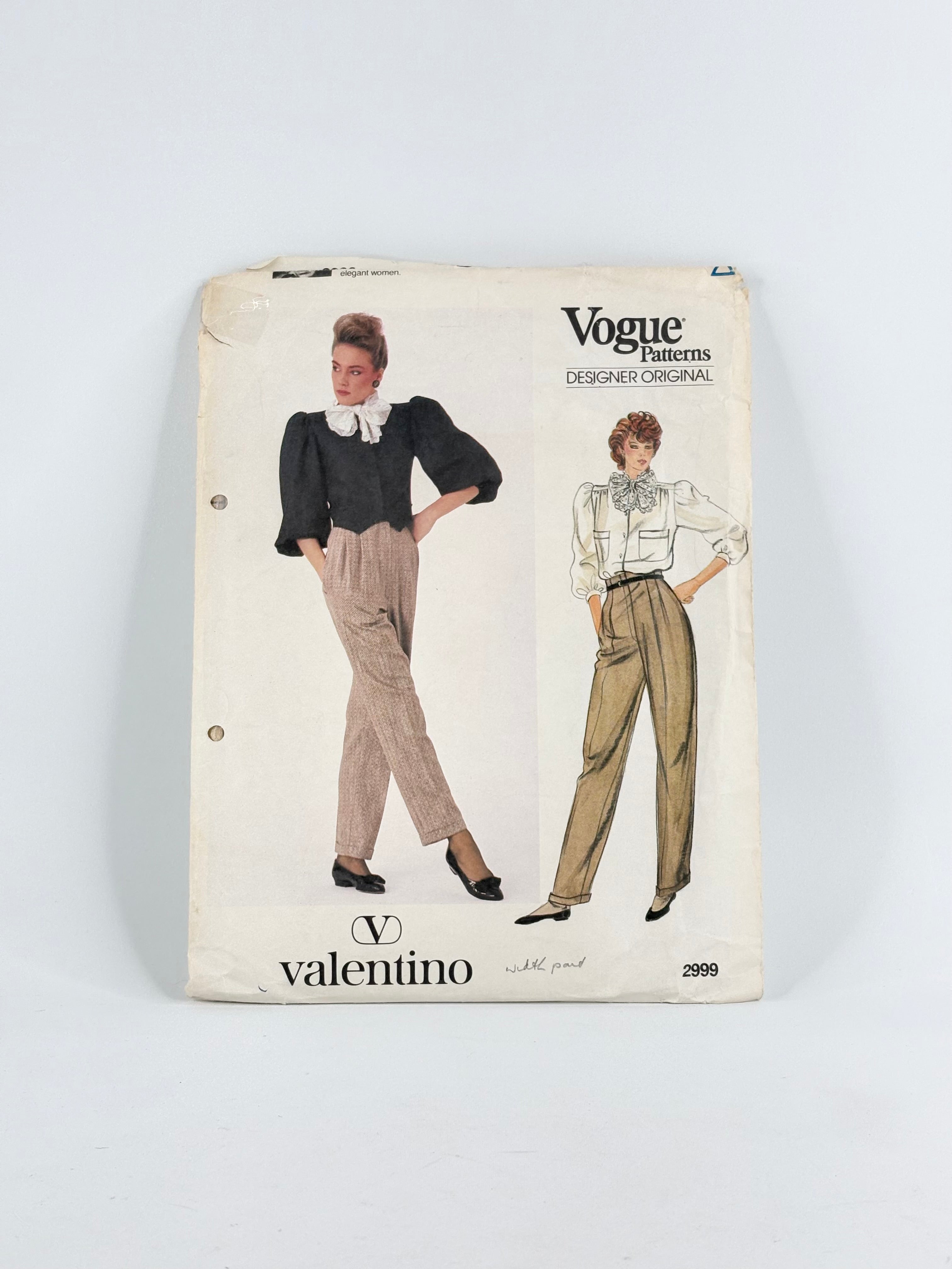 Vogue Designer Original Valentino Shirt & Pants: No. 2999 - Size 8