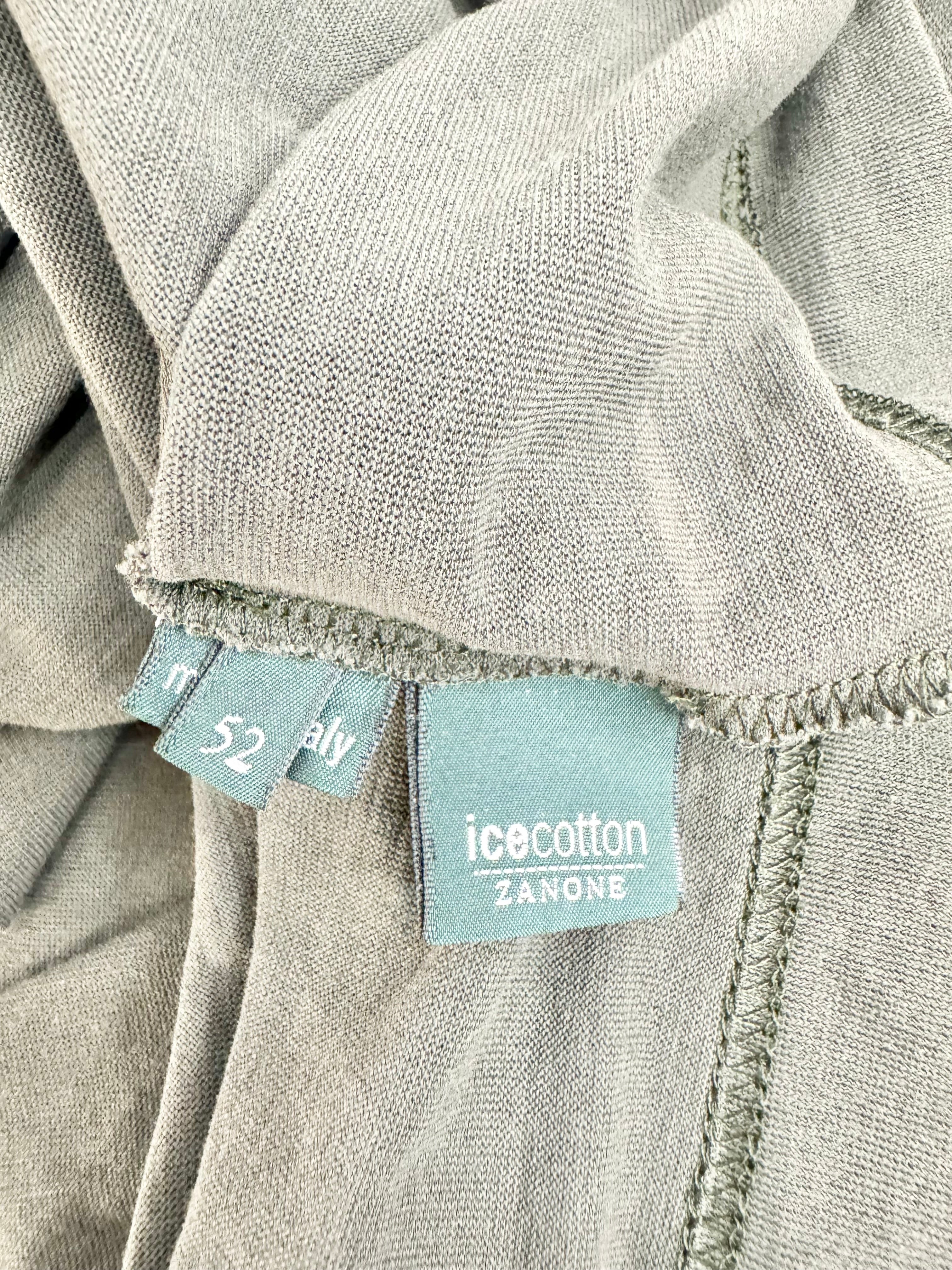 Zanone Deep Seaweed Green Cotton Polo Top - M