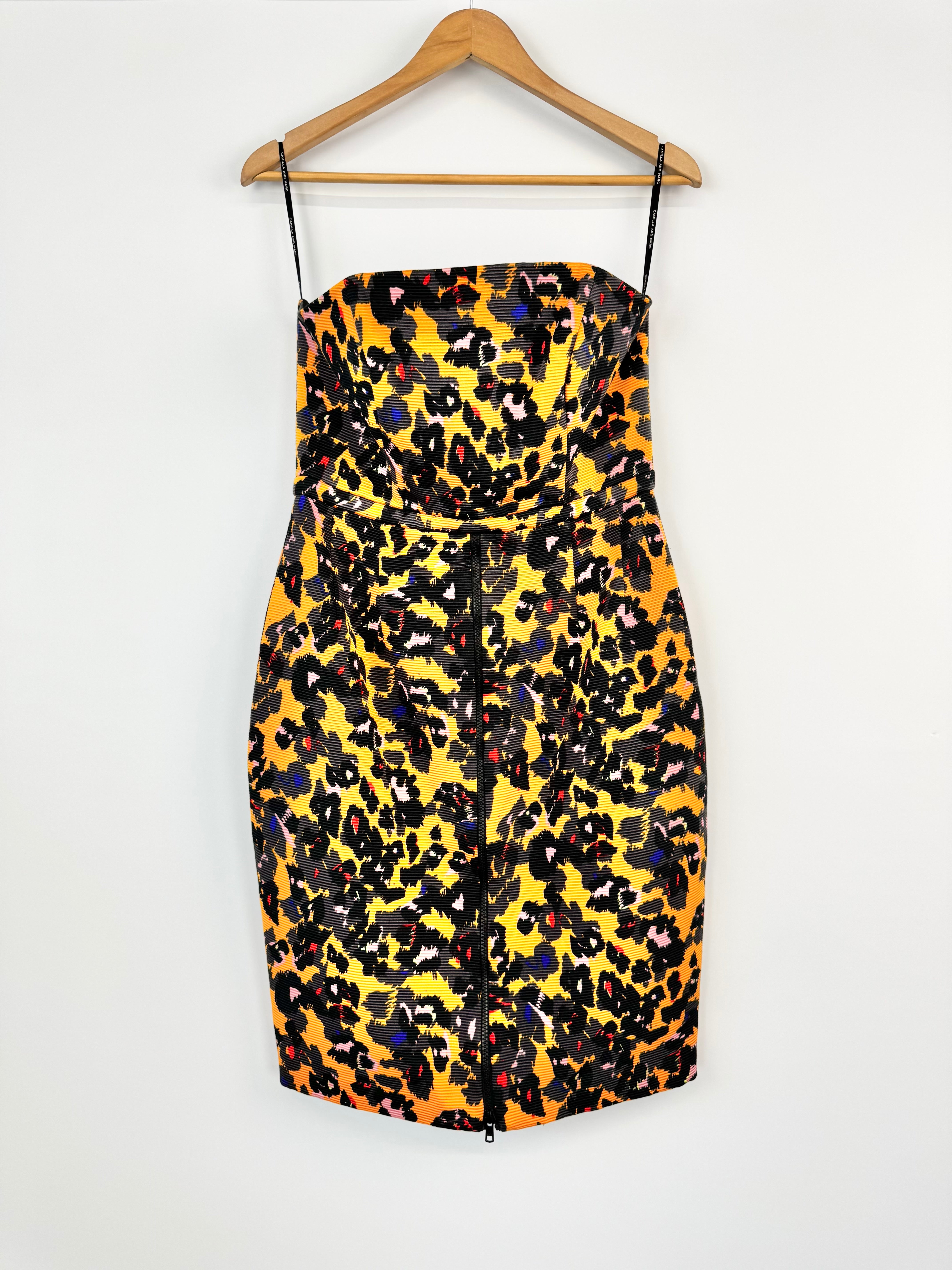 Camilla & Marc Strapless Leopard Print 'Merit' Patterned Midi Dress - AU10/12