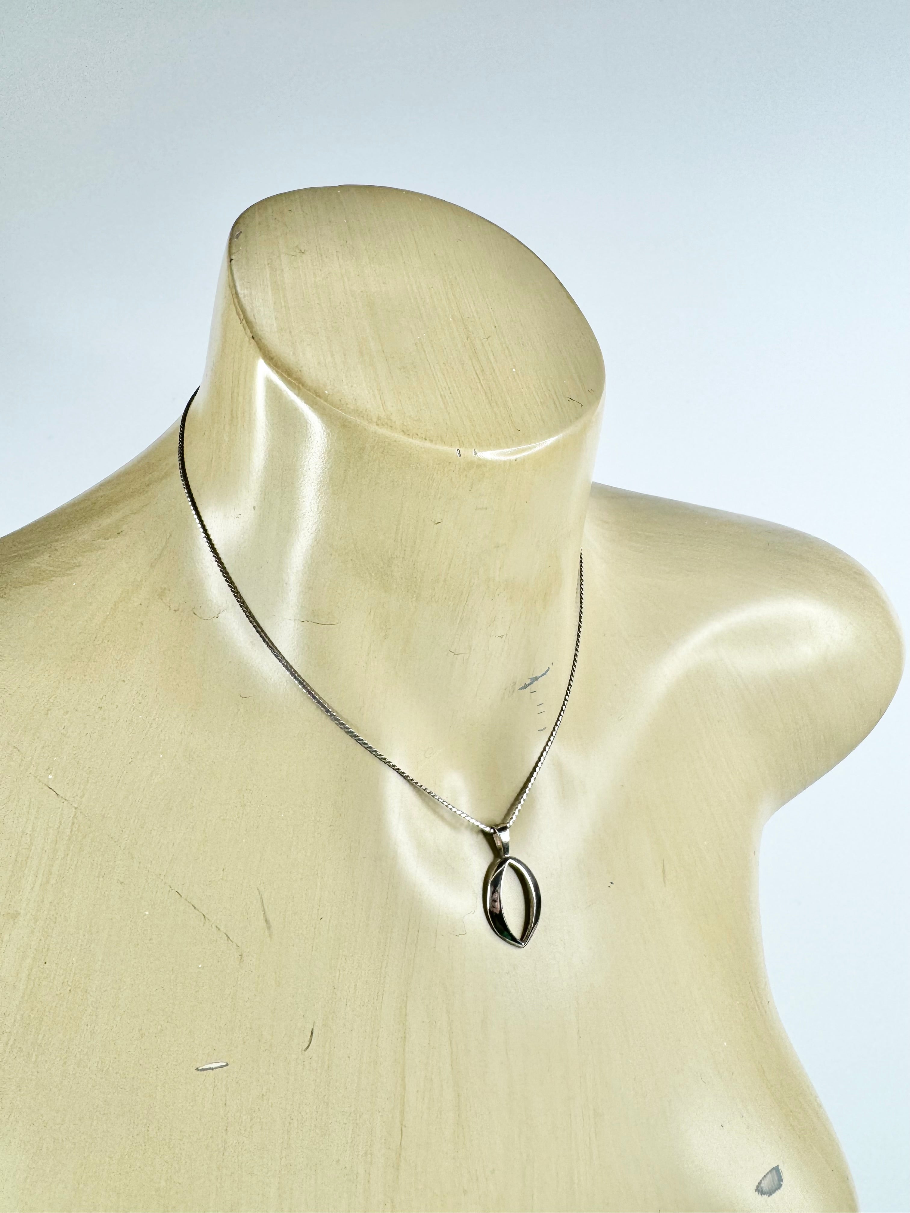 Oroton Silver Chain and Oval Pendant
