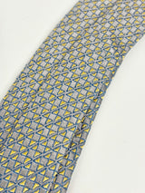 Vintage 90s Charvet Metallic Grey & Yellow Patterned Silk Tie