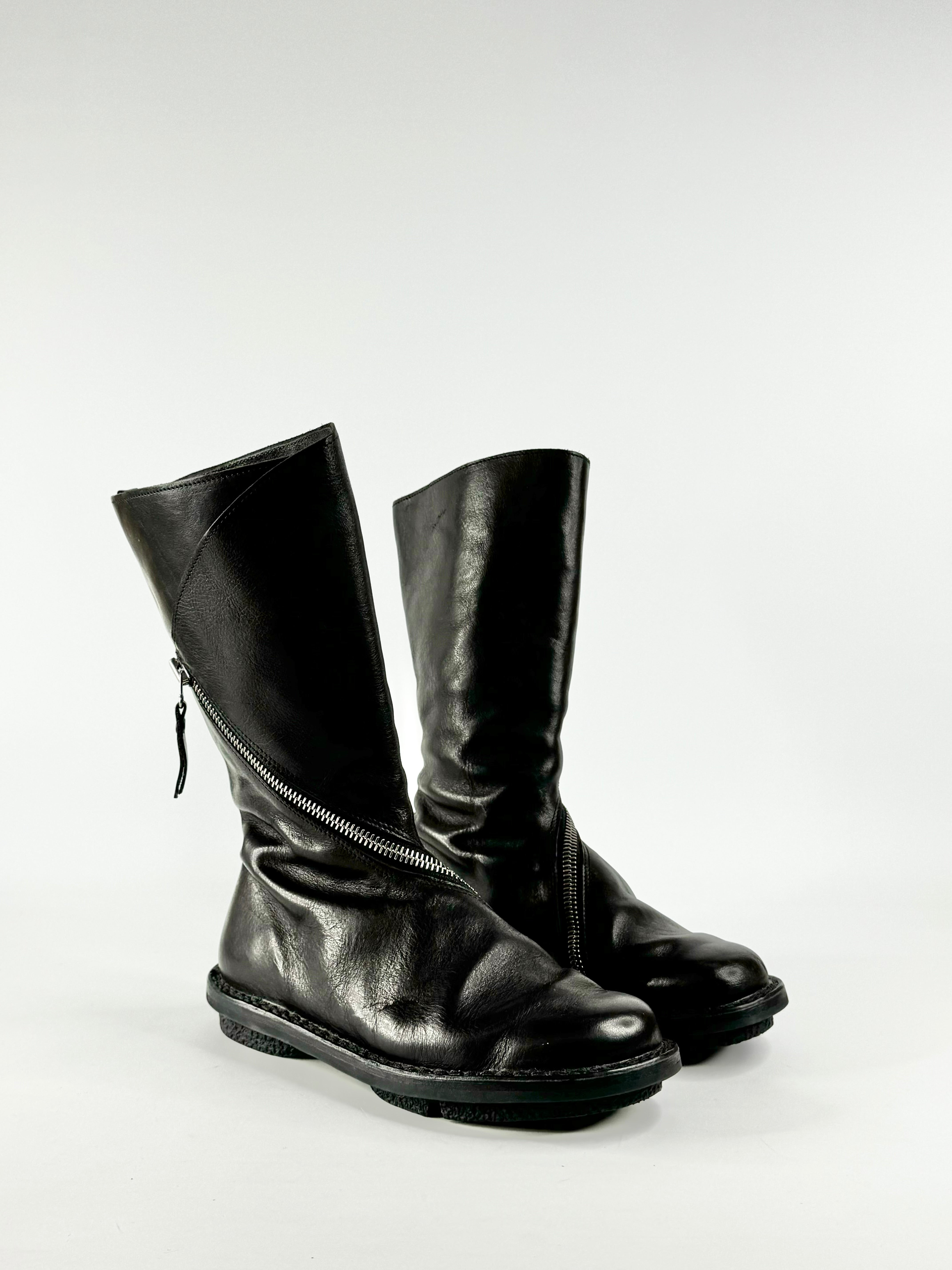Trippen Black Zipper Calf Boots - EU38