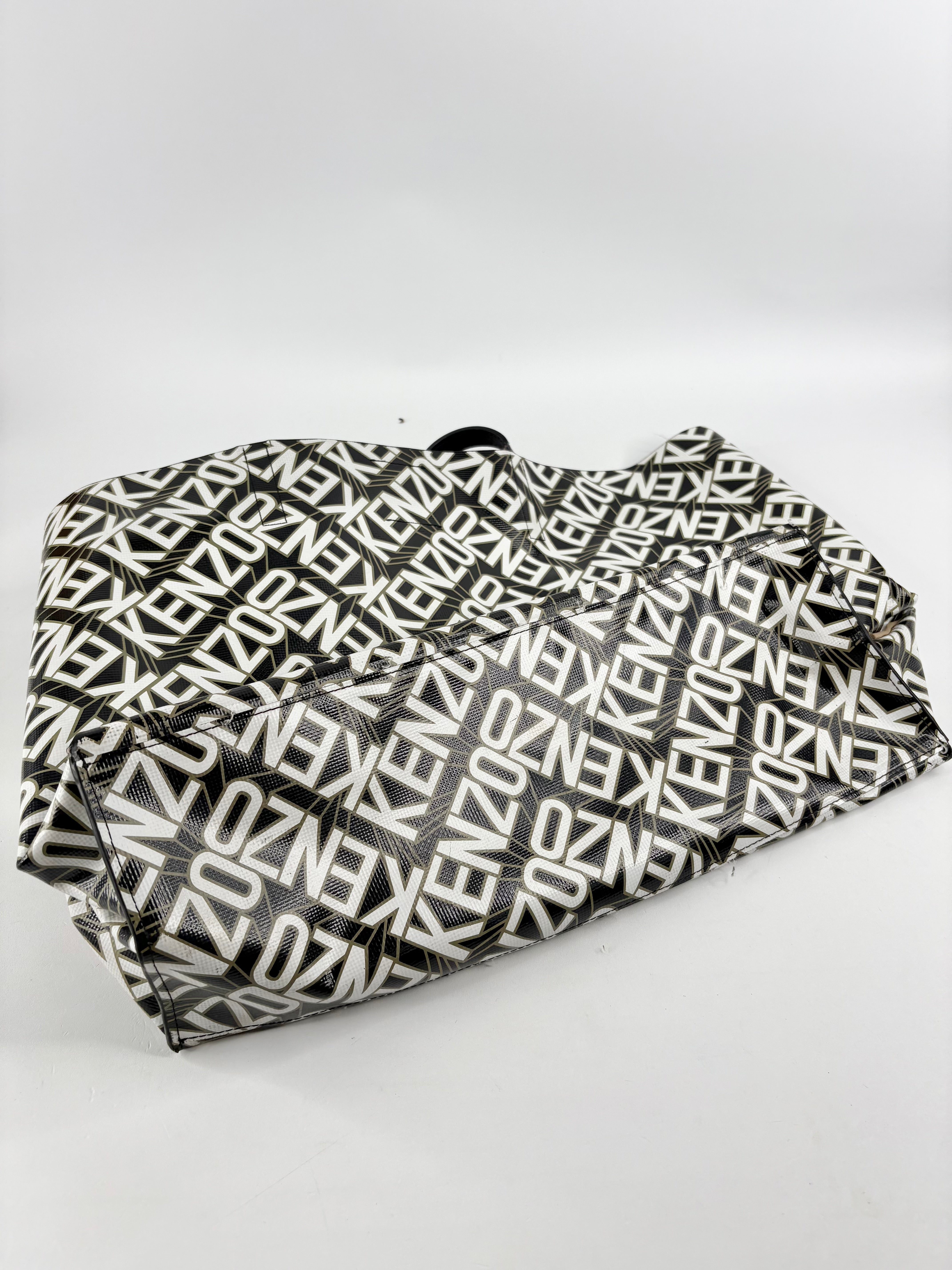 Kenzo Black & White Flying Logo PVC Tote Bag