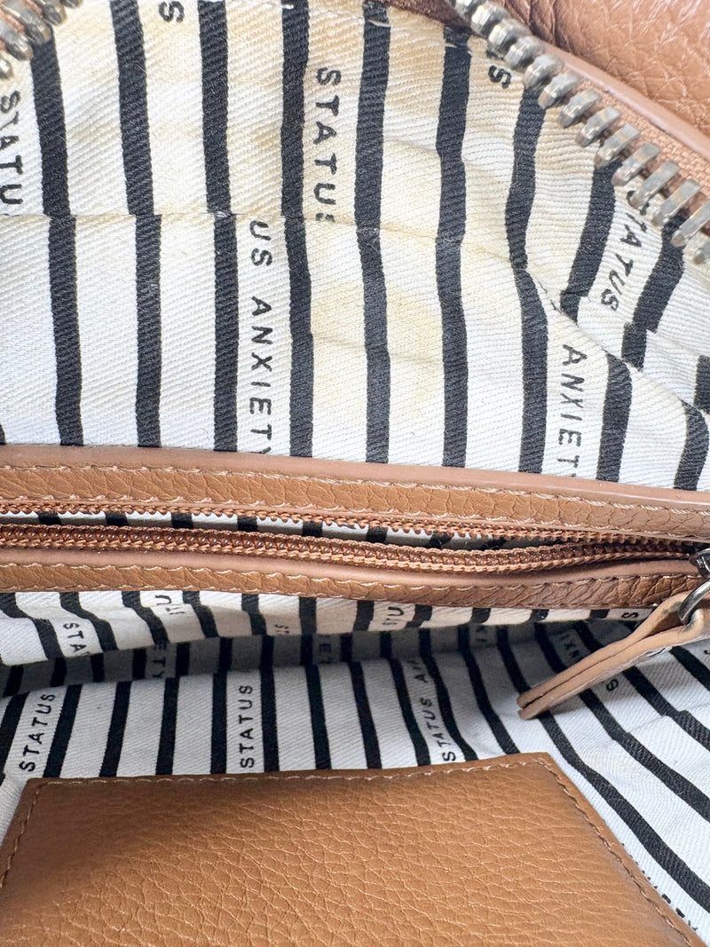 Status Anxiety Mocha 'The Ascendants' Grained Leather Crossbody Bag