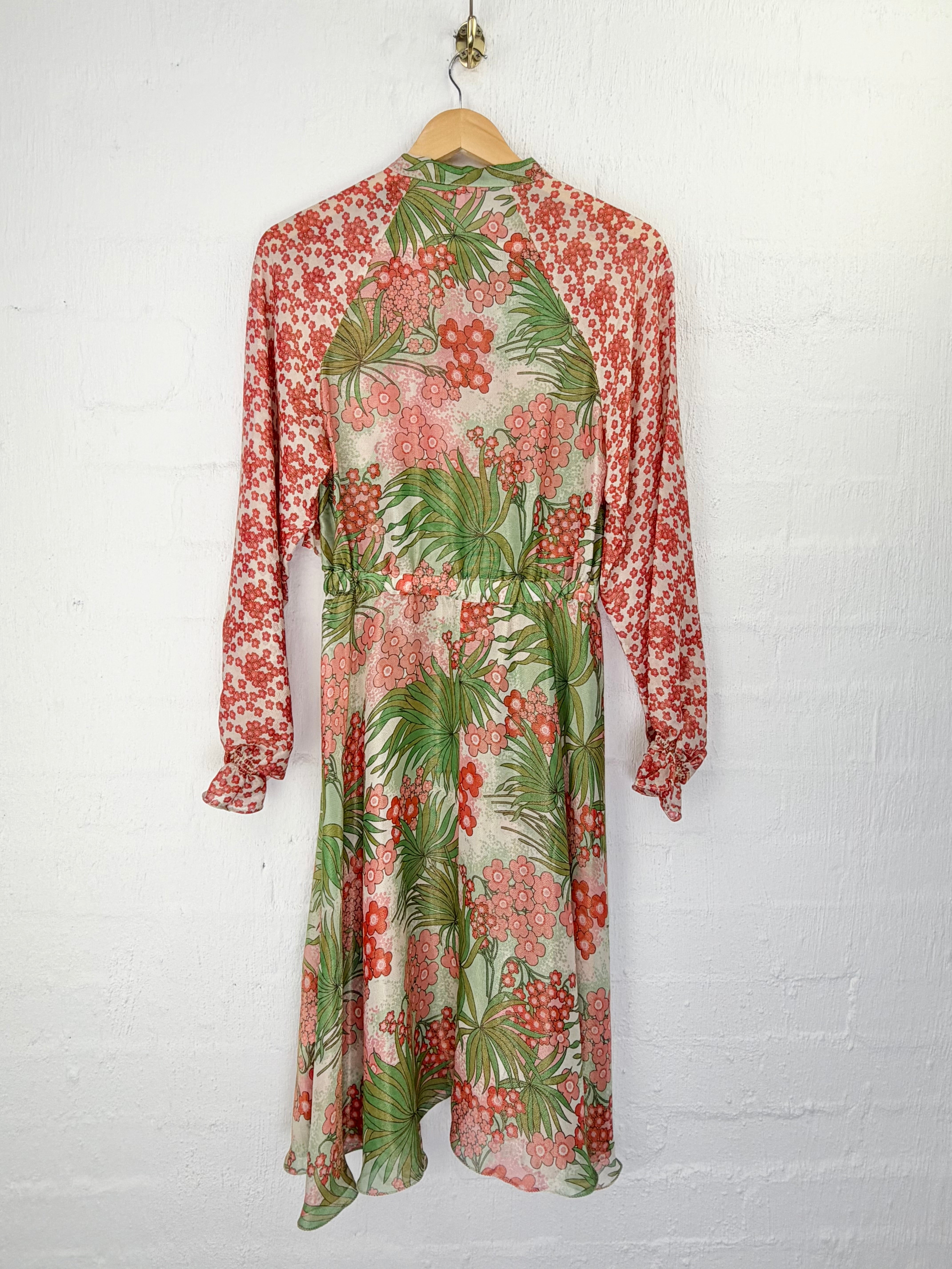 Manoush Retro Floral Patterned Silk & Lurex Prairie Dress - AU10