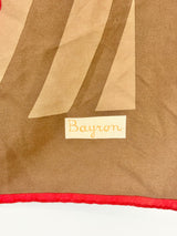 Bayron Vintage Chocolate Brown Silk Floral Scarf