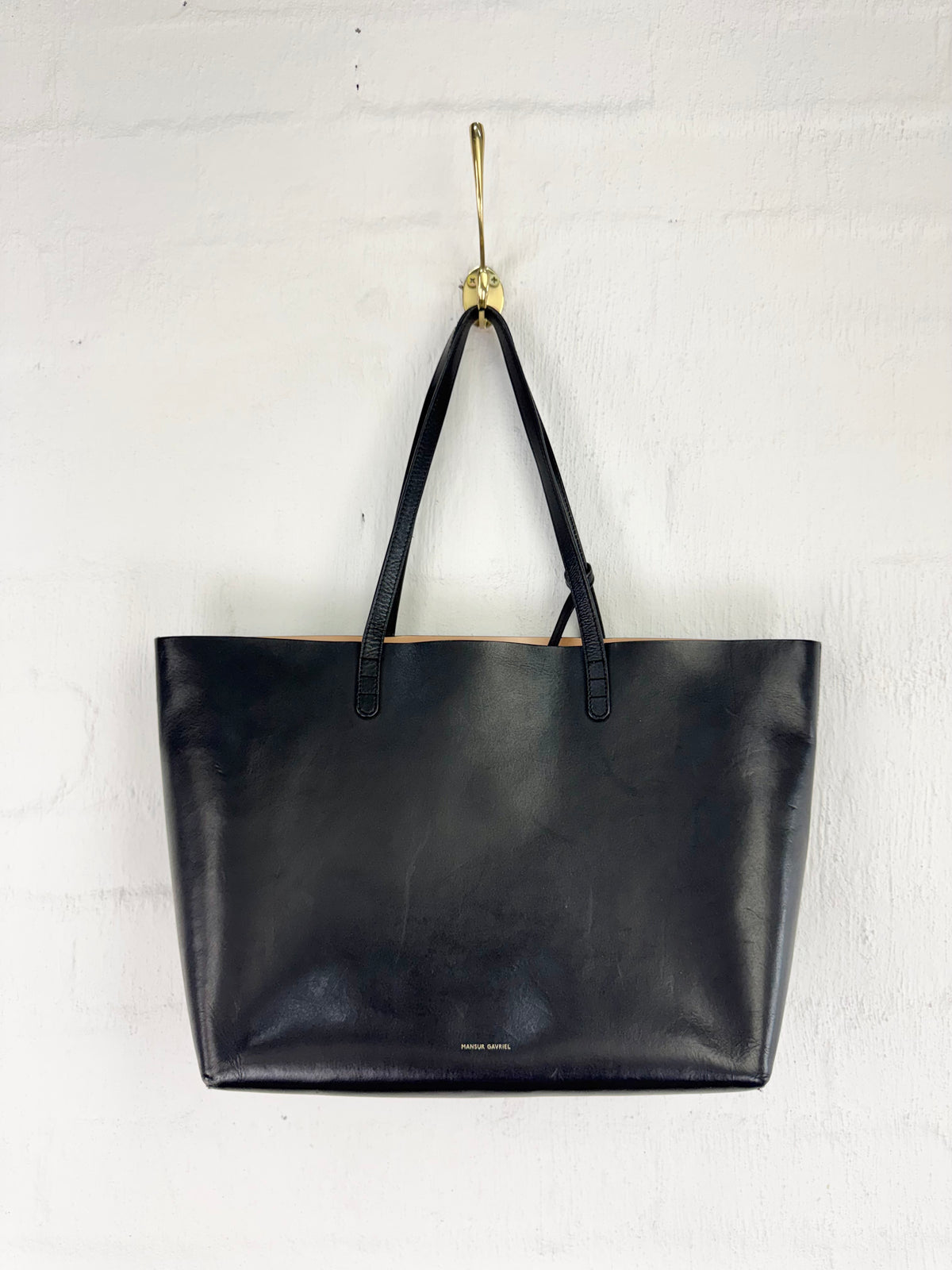 Mansur Gavriel Large Leather Tote Bag with Cosmetics Pouch