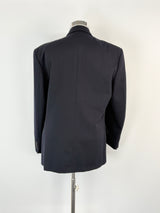 Vintage Pierre Cardin Navy Blue Double-Breasted 'Venice' Wool Blazer - XL