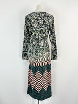 Megan Park Silk-Blend Floral & Geometric Print Midi Dress - AU6/8