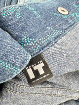 Y2K Versace Jeans Couture Washed Indigo Glittery Denim Jacket - AU8