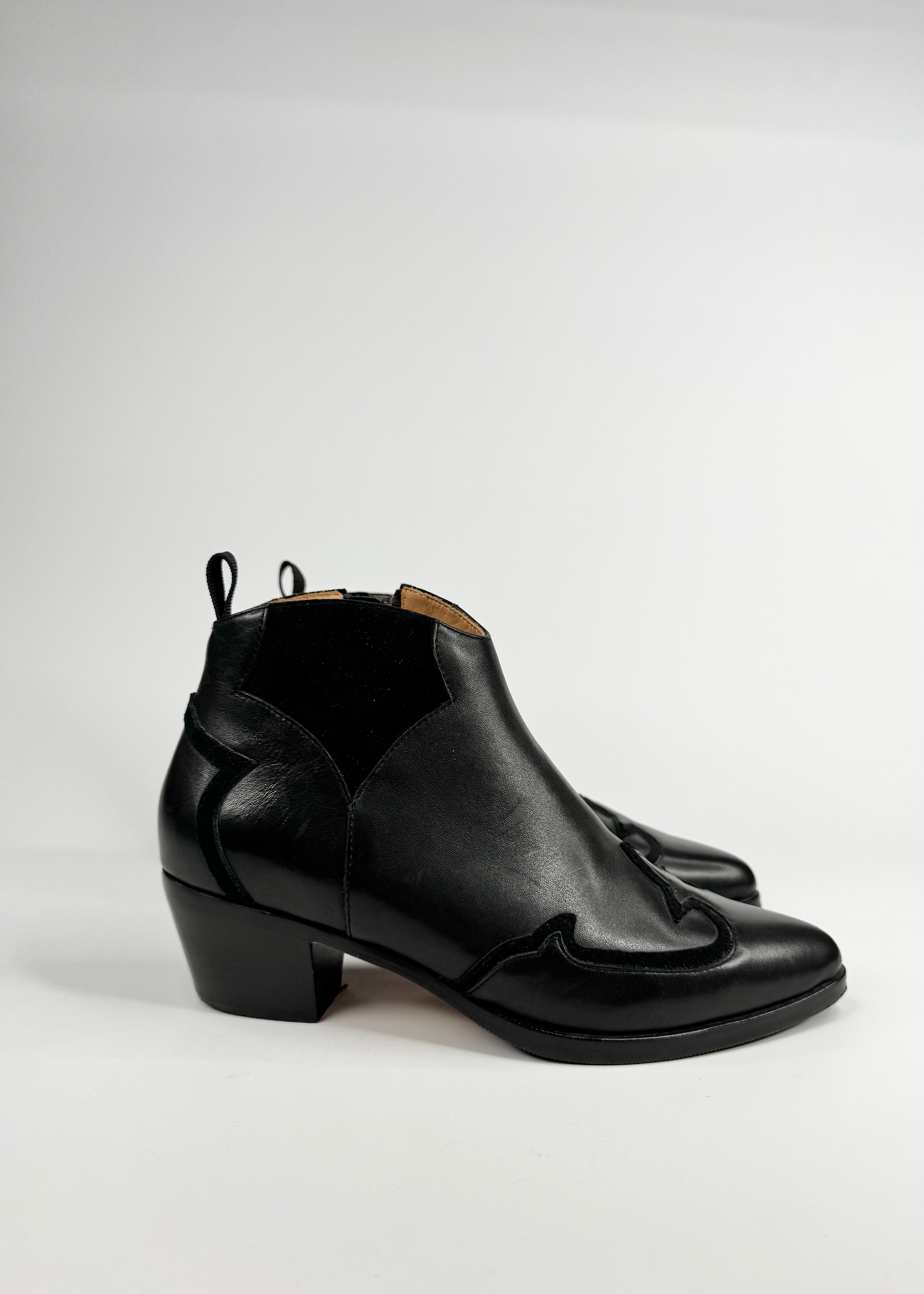 Bared Black Leather & Suede 'Quetzal' Anke Boots - EU36