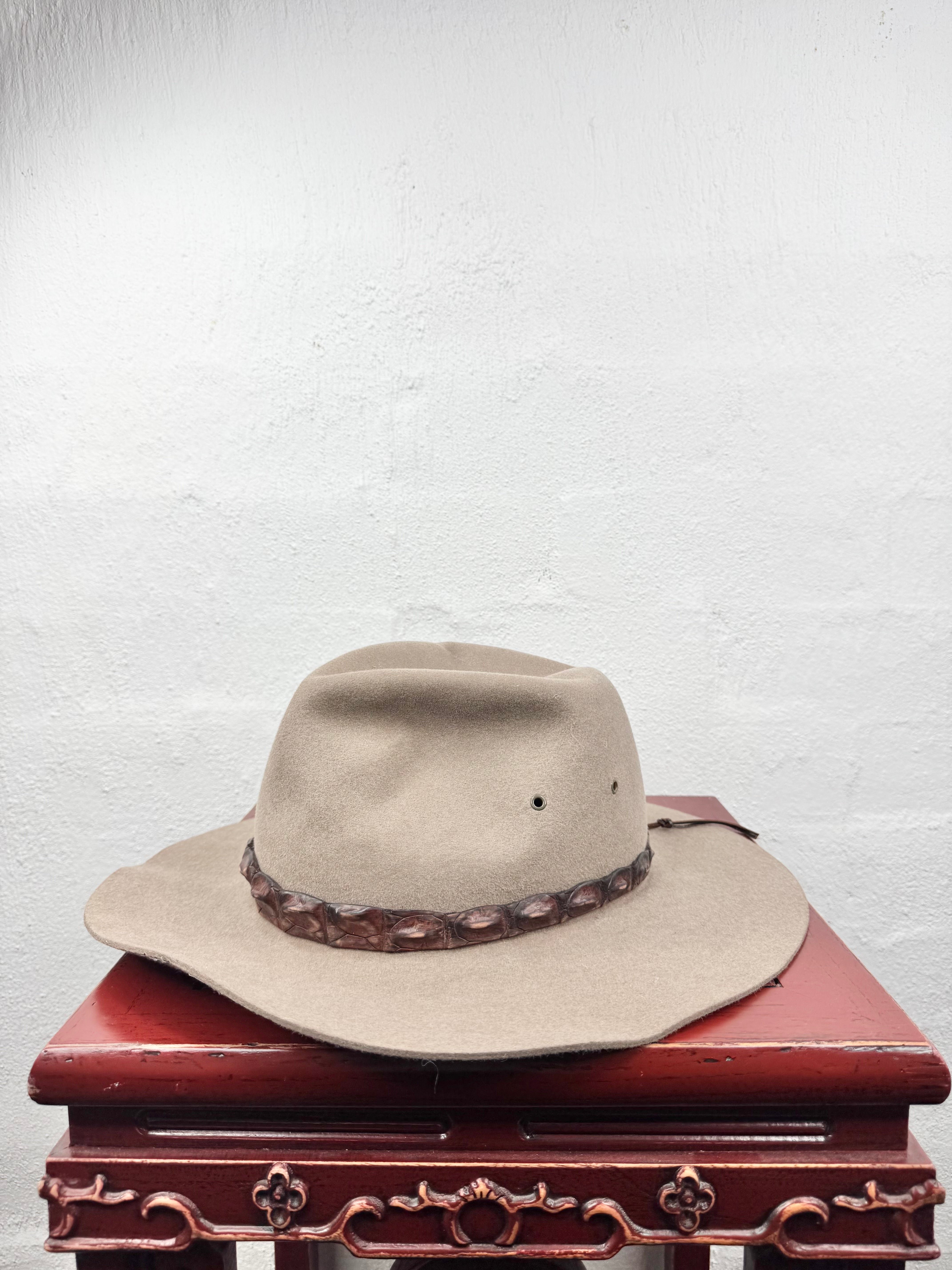 Akubra Taupe 'Coolabah' Croc Trim Hat - 62
