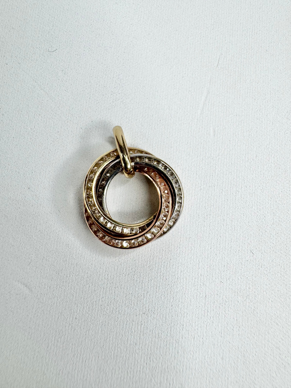 9ct Gold & Cubic Zirconia Pave Circle Pendant