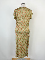 Ibis Peekaboo Olive Green Floral Midi Dress - AU10/12