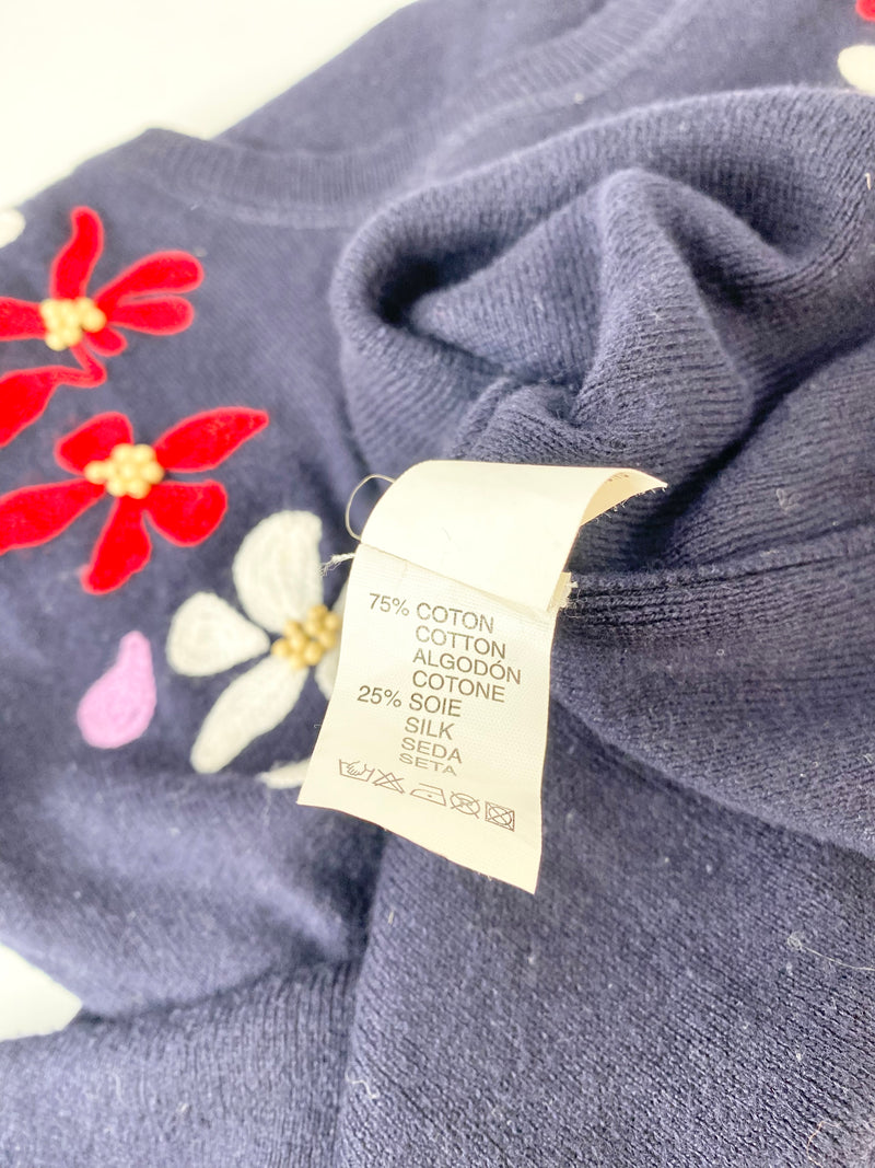 Cacharel Blue Cotton & Silk Floral Vest - AU10