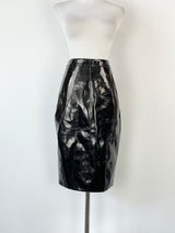 Gareth Pugh Black Patent Vinyl Midi Skirt - AU8