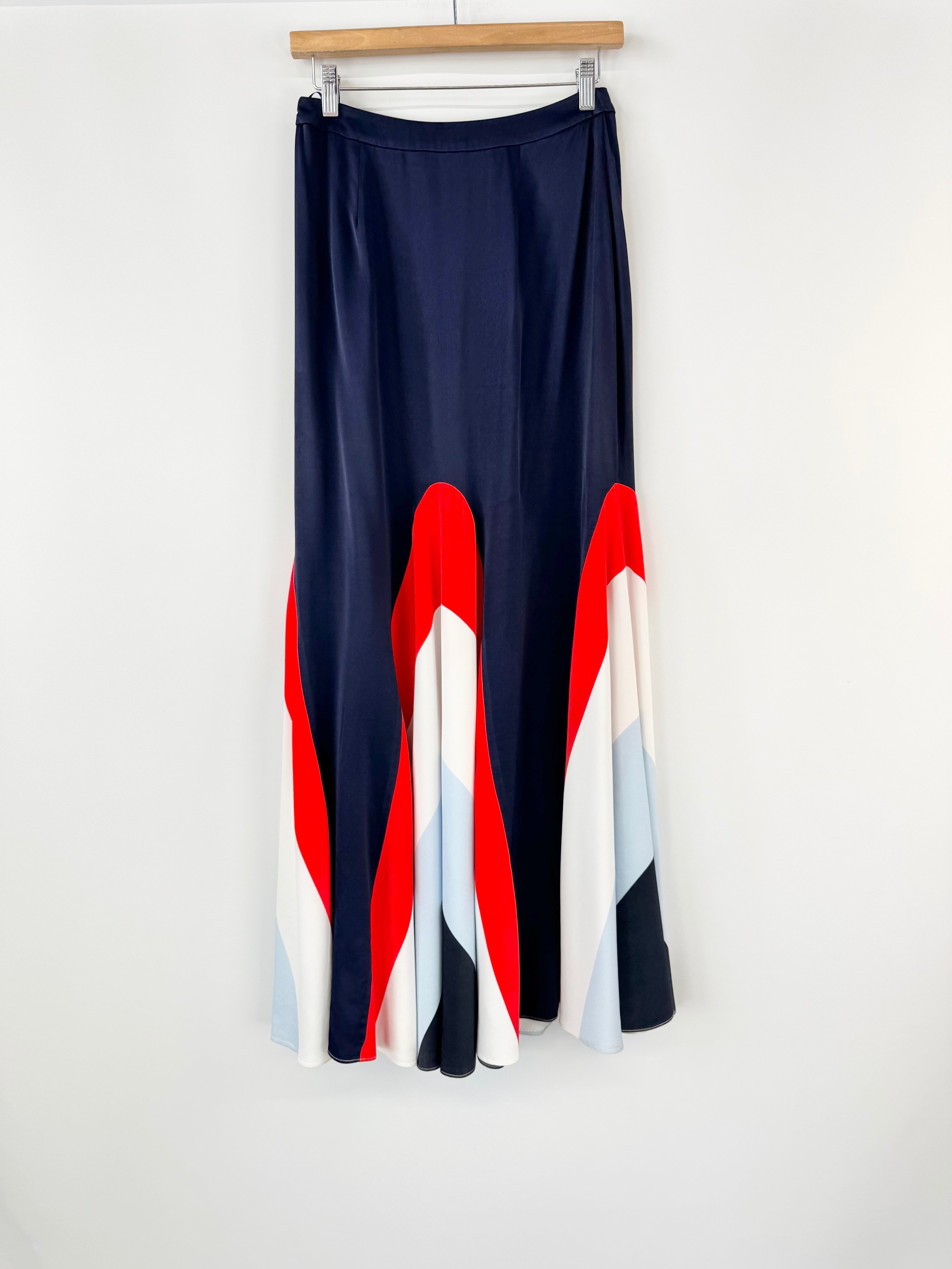 Sass & Bide Navy, Red & White Flared Maxi Skirt - AU8