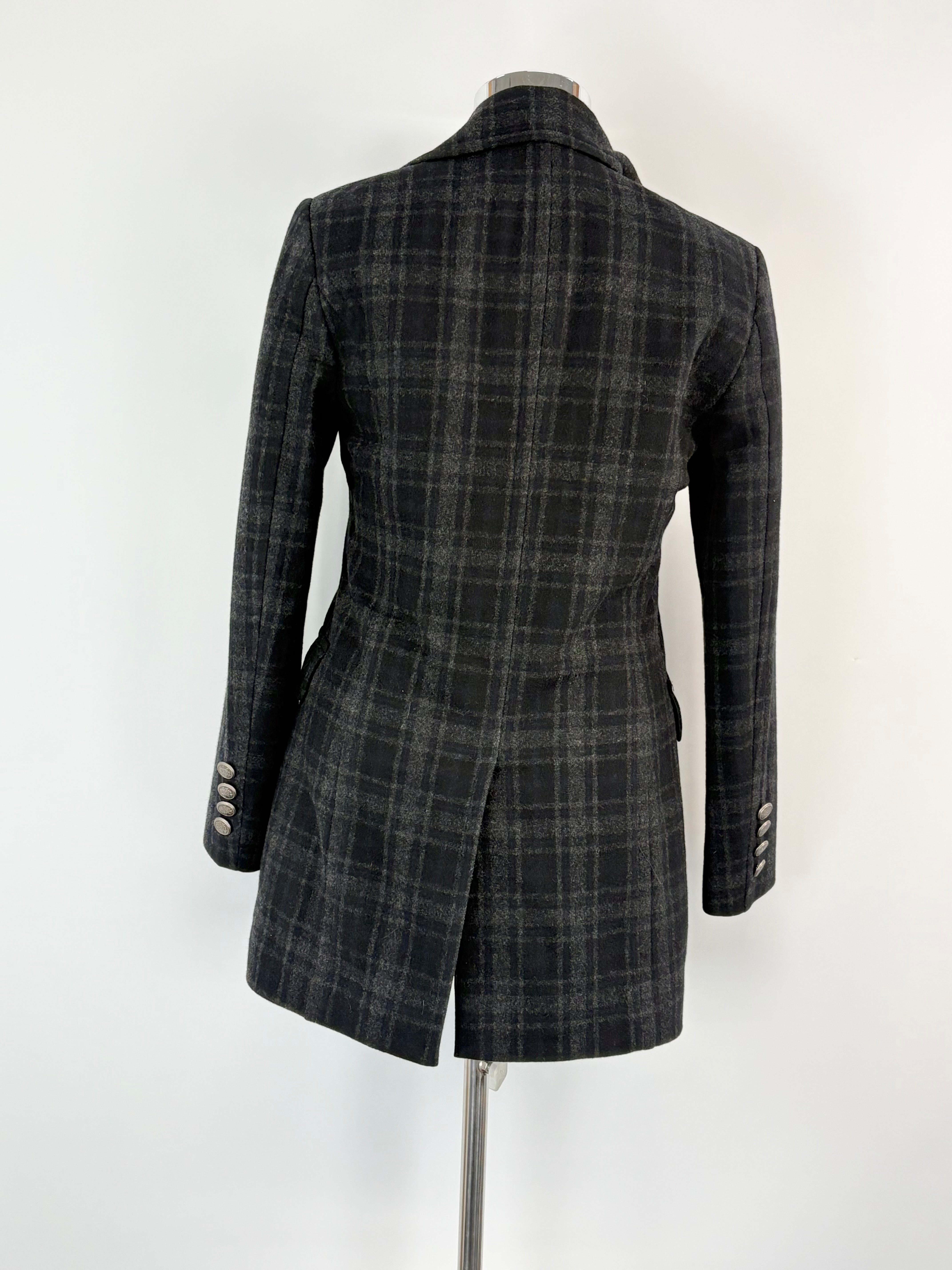 Renoma Paris Black & Grey Striped Wool-Blend Coat - L