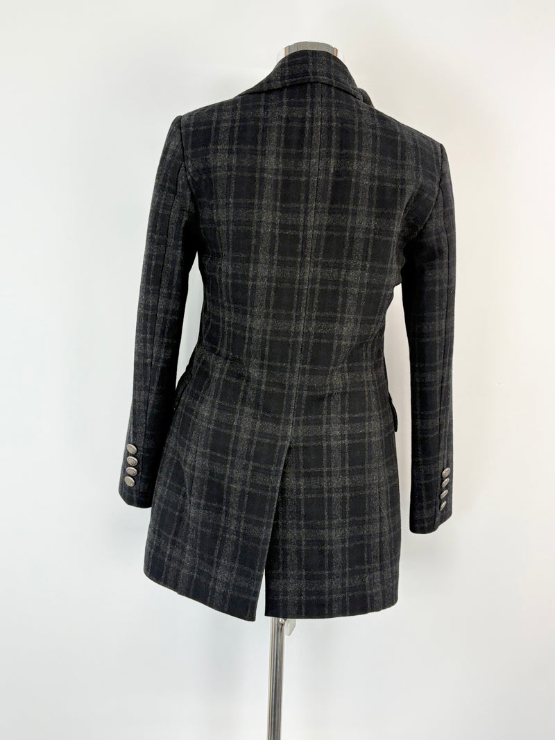 Renoma Paris Black & Grey Striped Wool-Blend Coat - L
