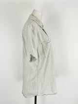 Billy Reid Striped Cotton Button Up T-Shirt - M
