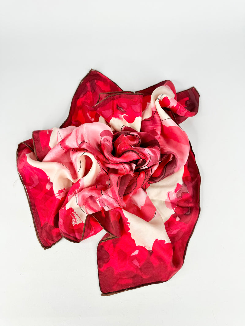 Fleurs d'Epoque Rose Pattern Silk Scarf