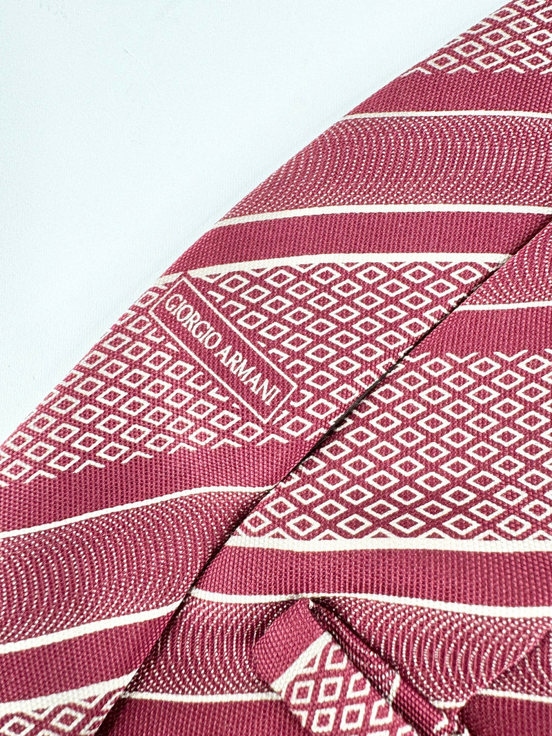 Giorgio Armani Red & White Striped Tie