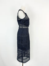 Nicholas Blue Black Lace Midi Dress - AU10