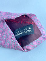 Salvatore Ferragamo Pink Whale Print Silk Tie