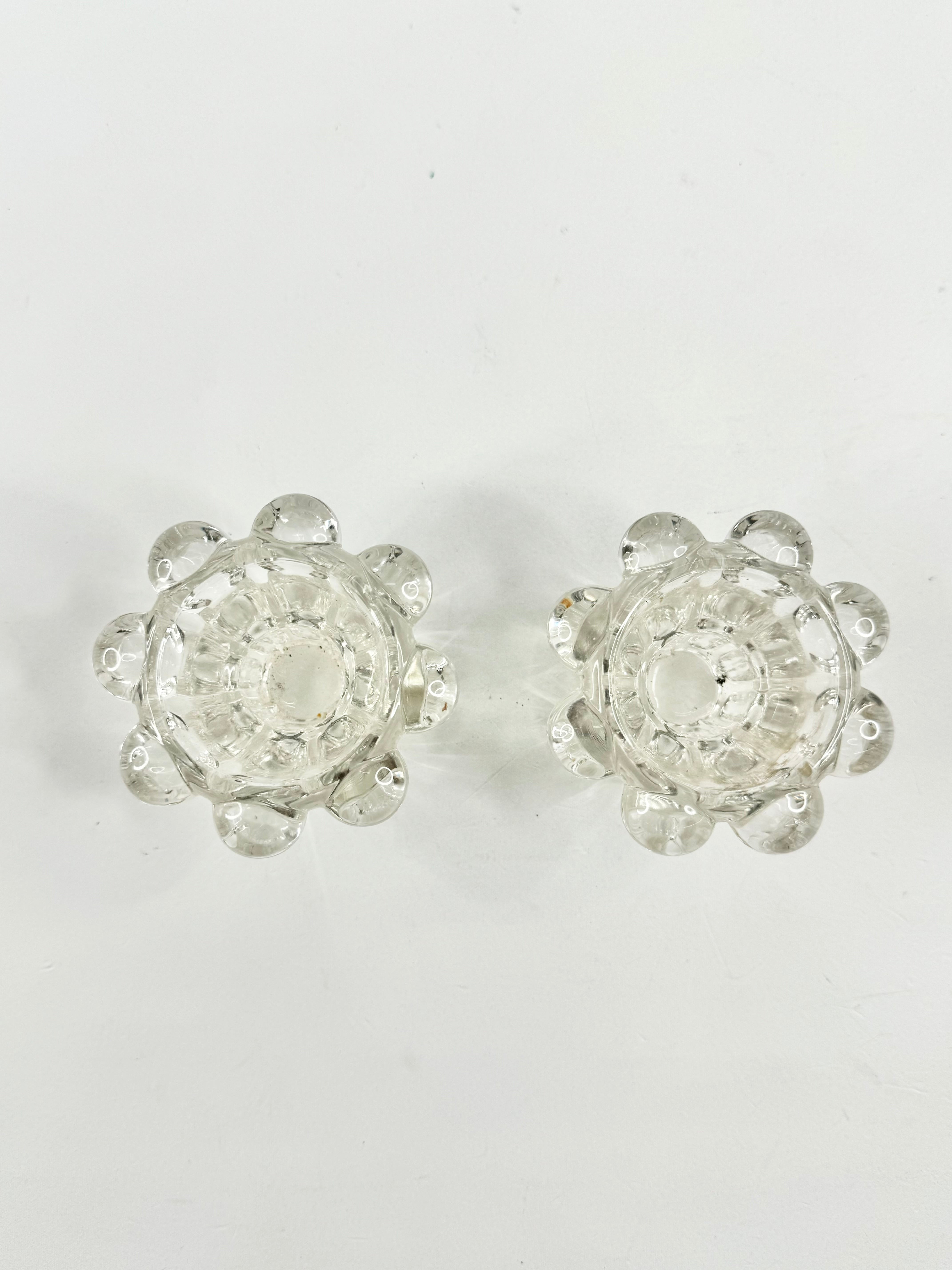 Vintage French Glass Candle Holders